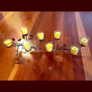 Votive candle holders, with red and yellow votives